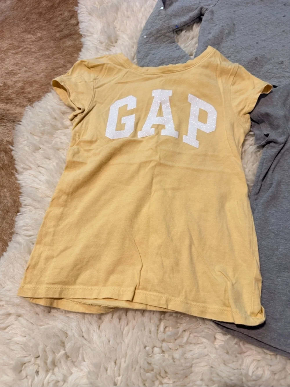 GAP Kids Yellow Logo Tee + Gray Smiley and Sparkle Tops - 3-Pack